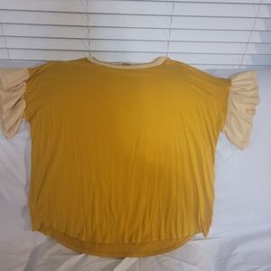 Yellow Ruffle Sleeve Women's Top